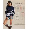 imageATHMILE Fall Mock Neck Striped Sweaters for Women 2025 Winter Turtleneck Long Sleeve Knit Sweater Fashion Pullover TopsNavy