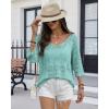 imageATHMILE Womens 2025 Spring Summer Crochet Hollow Out 34 Sleeve Pullover Sweater Off Shoulder TShirtsLight Blue