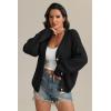 imageATHMILE Womens Chunky Cardigan Sweaters Long Sleeve Button Loose Short Outerwear Coats Open Front Fall ClothesBlack