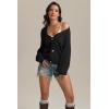 imageATHMILE Womens Chunky Cardigan Sweaters Long Sleeve Button Loose Short Outerwear Coats Open Front Fall ClothesBlack