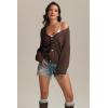 imageATHMILE Womens Chunky Cardigan Sweaters Long Sleeve Button Loose Short Outerwear Coats Open Front Fall ClothesChocolate Brown