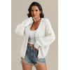 imageATHMILE Womens Chunky Cardigan Sweaters Long Sleeve Button Loose Short Outerwear Coats Open Front Fall ClothesCream White
