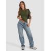 imageATHMILE Womens Basic TShirts Going Out Crop Tops Tight Slim Fit Cute Teen Girls Short SleeveLong Sleeve Y2k Clothes1army Green