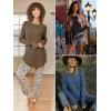 imageATHMILE Womens Tunic Tops Long Sleeve Thumb Hole Shirts Fall Sweater Crew Neck Winter Fashion Clothes 2025Blue