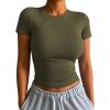 imageATHMILE Womens Basic TShirts Going Out Crop Tops Tight Slim Fit Cute Teen Girls Short SleeveLong Sleeve Y2k Clothes1army Green