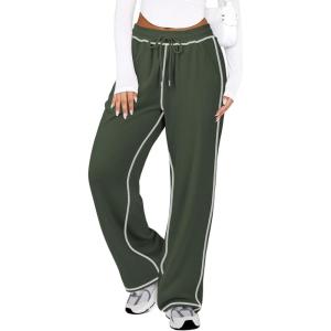 imageATHMILE Women Sweatpants Soft Jogging Straight Pajama Sweats Wide Leg Sweatpants Women Lounge Pants Joggers 2025Green
