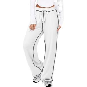 imageATHMILE Women Sweatpants Soft Jogging Straight Pajama Sweats Wide Leg Sweatpants Women Lounge Pants Joggers 2025White