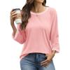 imageATHMILE Womens 34 Length Sleeve Tops Dressy Casual Striped Crew Neck Fall T Shirts Spring Blouse Summer TunicsLight Pink