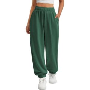 imageATHMILE Sweatpants Women Baggy Lounge Pants Workout Gym Active High Waisted Comfy Joggers for Women Fall Clothes 2025Dark Green