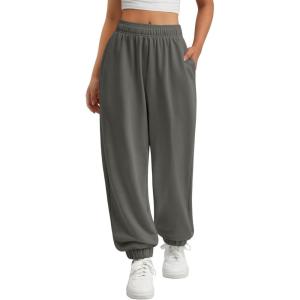 imageATHMILE Sweatpants Women Baggy Lounge Pants Workout Gym Active High Waisted Comfy Joggers for Women Fall Clothes 2025Dark Grey