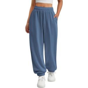 imageATHMILE Sweatpants Women Baggy Lounge Pants Workout Gym Active High Waisted Comfy Joggers for Women Fall Clothes 2025Gray Blue