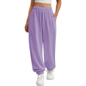 imageATHMILE Sweatpants Women Baggy Lounge Pants Workout Gym Active High Waisted Comfy Joggers for Women Fall Clothes 2025Light Purple
