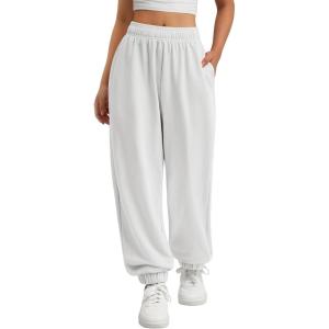 imageATHMILE Sweatpants Women Baggy Lounge Pants Workout Gym Active High Waisted Comfy Joggers for Women Fall Clothes 2025White