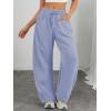 imageATHMILE Barrel Sweatpants Women Fall Fashion Wide Leg Pants 2025 Baggy Lounge Comfy Flowy Sweat Pants with PocketsLight Blue