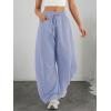 imageATHMILE Barrel Sweatpants Women Fall Fashion Wide Leg Pants 2025 Baggy Lounge Comfy Flowy Sweat Pants with PocketsLight Blue