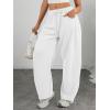 imageATHMILE Barrel Sweatpants Women Fall Fashion Wide Leg Pants 2025 Baggy Lounge Comfy Flowy Sweat Pants with PocketsWhite