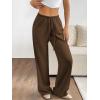 imageATHMILE Womens Wide Leg Sweatpants Air Fabric Straight Lowrise Drawstring Elastic Low Waist Fall Clothing Pockets 2025Coffee