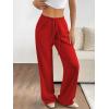 imageATHMILE Womens Wide Leg Sweatpants Air Fabric Straight Lowrise Drawstring Elastic Low Waist Fall Clothing Pockets 2025Red