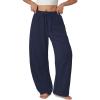 imageATHMILE Barrel Sweatpants Women Fall Fashion Wide Leg Pants 2025 Baggy Lounge Comfy Flowy Sweat Pants with PocketsNavy