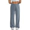 imageATHMILE Womens Wide Leg Sweatpants Air Fabric Straight Lowrise Drawstring Elastic Low Waist Fall Clothing Pockets 2025Grey Blue