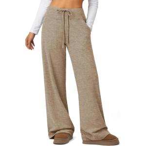 imageATHMILE Sweatpants Women Fall Outfits Wide Leg Baggy Pants HighWaisted Drawstring Sweat Pants Fashion Joggers with PocketLight Brown