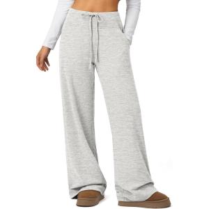 imageATHMILE Sweatpants Women Fall Outfits Wide Leg Baggy Pants HighWaisted Drawstring Sweat Pants Fashion Joggers with PocketLight Grey