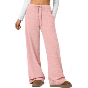 imageATHMILE Sweatpants Women Fall Outfits Wide Leg Baggy Pants HighWaisted Drawstring Sweat Pants Fashion Joggers with PocketPink