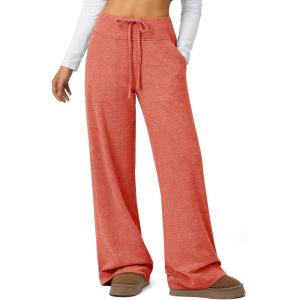 imageATHMILE Sweatpants Women Fall Outfits Wide Leg Baggy Pants HighWaisted Drawstring Sweat Pants Fashion Joggers with PocketRed