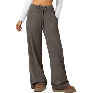 imageATHMILE Sweatpants Women Fall Outfits Wide Leg Baggy Pants HighWaisted Drawstring Sweat Pants Fashion Joggers with PocketTaupe