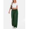imageATHMILE Womens Wide Leg Sweatpants High Waisted Baggy Interior Drawstring Joggers Straight Leg Sweat Pants with PocketsDark Green