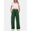 imageATHMILE Womens Wide Leg Sweatpants High Waisted Baggy Interior Drawstring Joggers Straight Leg Sweat Pants with PocketsDark Green