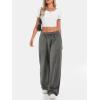 imageATHMILE Womens Wide Leg Sweatpants High Waisted Baggy Interior Drawstring Joggers Straight Leg Sweat Pants with PocketsDark Grey