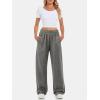 imageATHMILE Womens Wide Leg Sweatpants High Waisted Baggy Interior Drawstring Joggers Straight Leg Sweat Pants with PocketsDark Grey