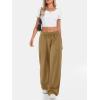 imageATHMILE Womens Wide Leg Sweatpants High Waisted Baggy Interior Drawstring Joggers Straight Leg Sweat Pants with PocketsDark Khaki