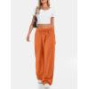 imageATHMILE Womens Wide Leg Sweatpants High Waisted Baggy Interior Drawstring Joggers Straight Leg Sweat Pants with PocketsOrange