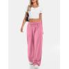 imageATHMILE Womens Wide Leg Sweatpants High Waisted Baggy Interior Drawstring Joggers Straight Leg Sweat Pants with PocketsPink