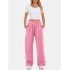 imageATHMILE Womens Wide Leg Sweatpants High Waisted Baggy Interior Drawstring Joggers Straight Leg Sweat Pants with PocketsPink