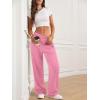 imageATHMILE Womens Wide Leg Sweatpants High Waisted Baggy Interior Drawstring Joggers Straight Leg Sweat Pants with PocketsPink