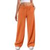 imageATHMILE Womens Wide Leg Sweatpants High Waisted Baggy Interior Drawstring Joggers Straight Leg Sweat Pants with PocketsOrange