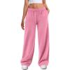 imageATHMILE Womens Wide Leg Sweatpants High Waisted Baggy Interior Drawstring Joggers Straight Leg Sweat Pants with PocketsPink
