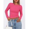 imageATHMILE Womens Basic TShirts Going Out Crop Tops Tight Slim Fit Cute Teen Girls Short SleeveLong Sleeve Y2k Clothes2neon Pink
