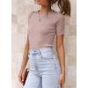 imageATHMILE Womens Ribbed Knit T Shirt Casual Crewneck Tops Short SleeveLong Sleeve Sweaters Slim Fit Basic TeesDarkpinkshort Sleeve