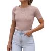 imageATHMILE Womens Ribbed Knit T Shirt Casual Crewneck Tops Short SleeveLong Sleeve Sweaters Slim Fit Basic TeesDarkpinkshort Sleeve