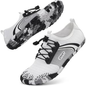 imageBarefoot Water Shoes Women Men Adult Hiking Swim Beach River Pool Hike Guarding Shoes Aqua Socks Protective Comfort Wide Toe Box Width Rock Climbing Vacation Outdoor 2025 NewWhite Black020