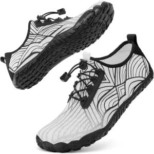 imageBarefoot Water Shoes Women Men Adult Hiking Swim Beach River Pool Hike Guarding Shoes Aqua Socks Protective Comfort Wide Toe Box Width Rock Climbing Vacation Outdoor 2025 NewWhite Black024