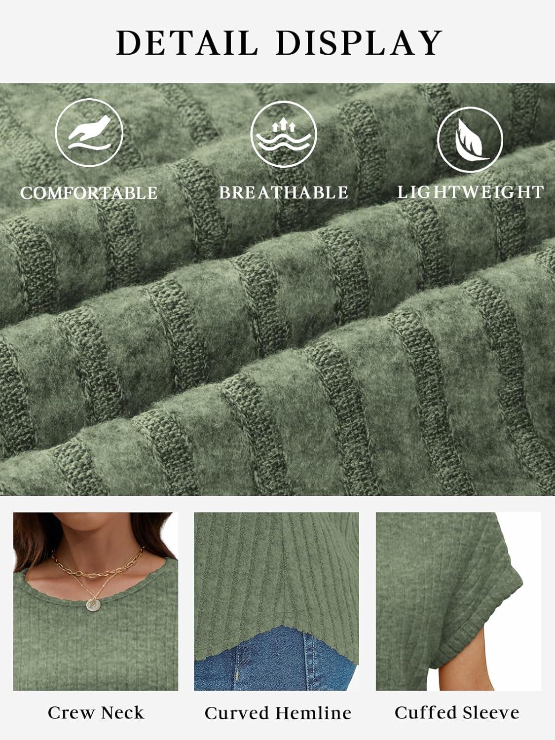 imageATHMILE Womens Tops Summer Sweaters Regular Fit Short Sleeve Shirts Fashion Dressy Casual Business Tunic Blouses 2025Green