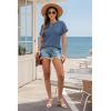 imageATHMILE Womens Tops Summer Sweaters Regular Fit Short Sleeve Shirts Fashion Dressy Casual Business Tunic Blouses 2025Blue