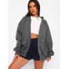 imageATHMILE Oversized Hoodies for Women Fall Sweatshirts Zip Up Hoodie Casual Jackets Y2k Fashion Outfits Winter Clothes 2025Dark Grey