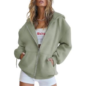 imageATHMILE Oversized Hoodies for Women Fall Sweatshirts Zip Up Hoodie Casual Jackets Y2k Fashion Outfits Winter Clothes 2025Greygreen