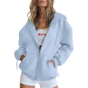 imageATHMILE Oversized Hoodies for Women Fall Sweatshirts Zip Up Hoodie Casual Jackets Y2k Fashion Outfits Winter Clothes 2025Lightblue